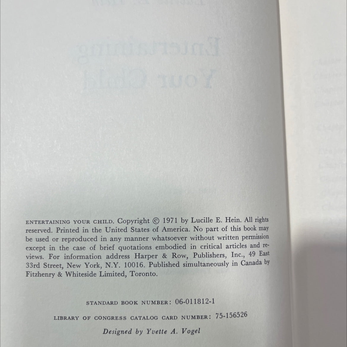 entertaining your child book, by Lucille E. Hein, 1971 Hardcover image 3