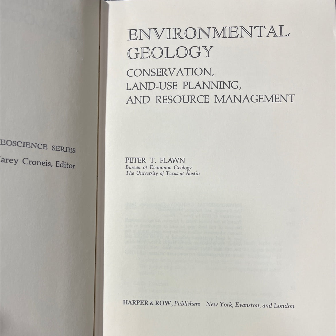 environmental geology: conservation, land-use planning, and resource management book, by peter t. flawn, 1970 Hardcover image 2