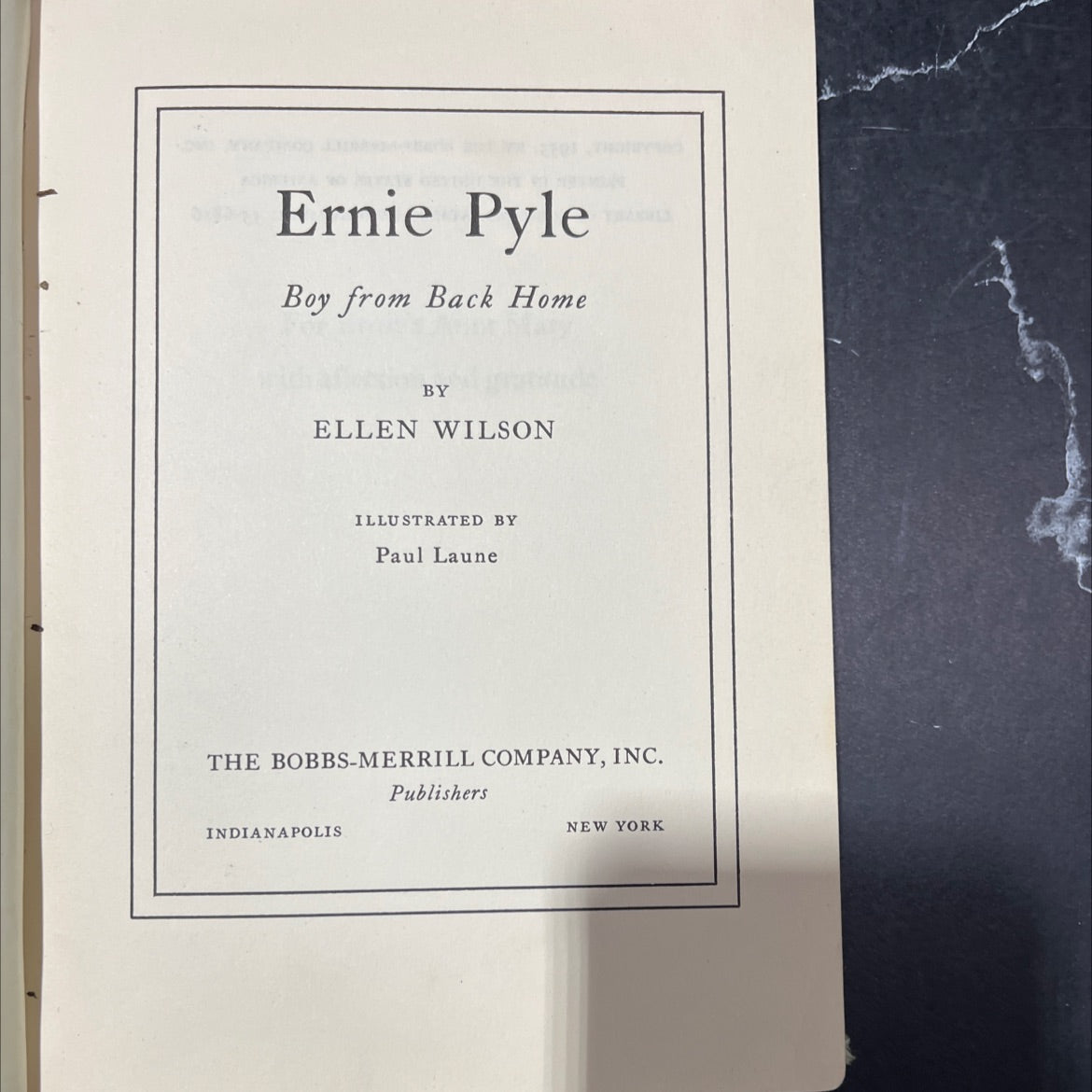 ernie pyle boy from back home book, by ellen wilson, 1955 Hardcover image 2