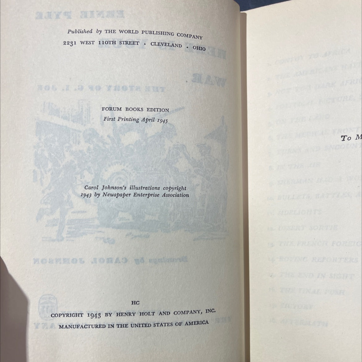 ernie pyle here is your war the story of g. i. joe book, by ernie pyle, 1945 Hardcover image 3