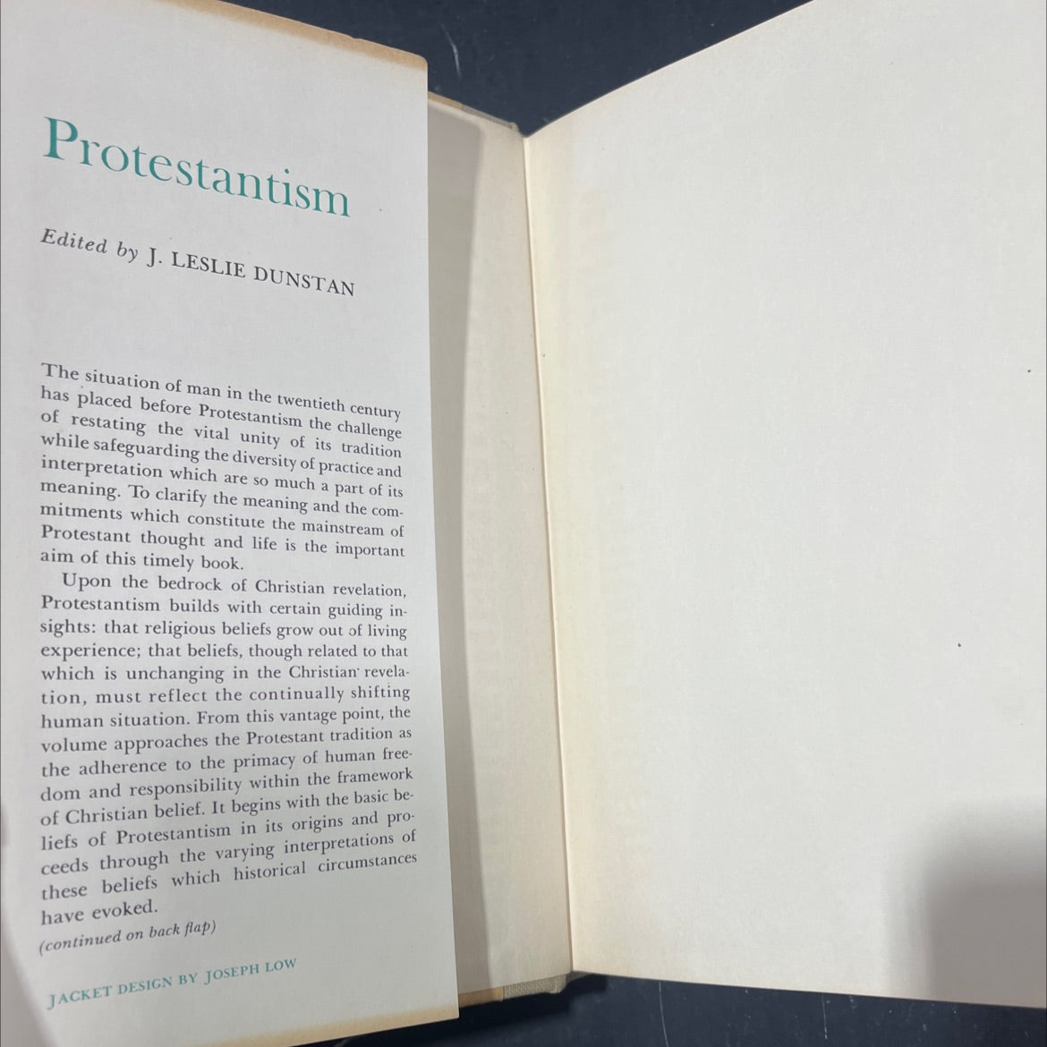 ernman or protestantism book, by J. Leslie Dunstan, 1962 Hardcover image 4