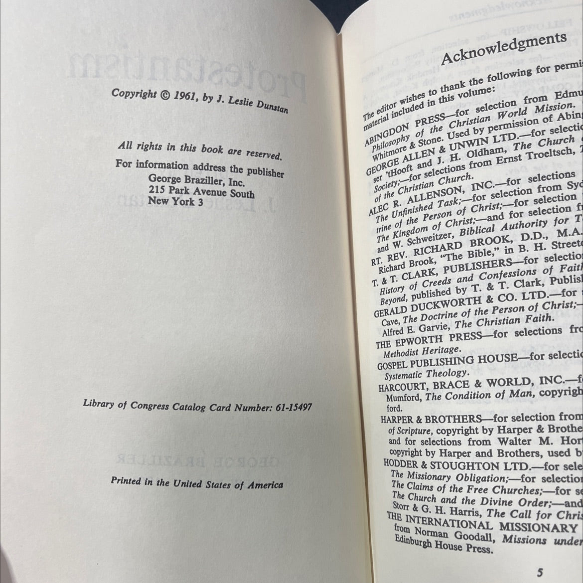 ernman or protestantism book, by J. Leslie Dunstan, 1962 Hardcover image 3