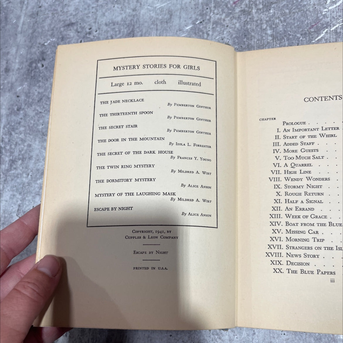 escape by night book, by alice anson, 1941 Hardcover image 3