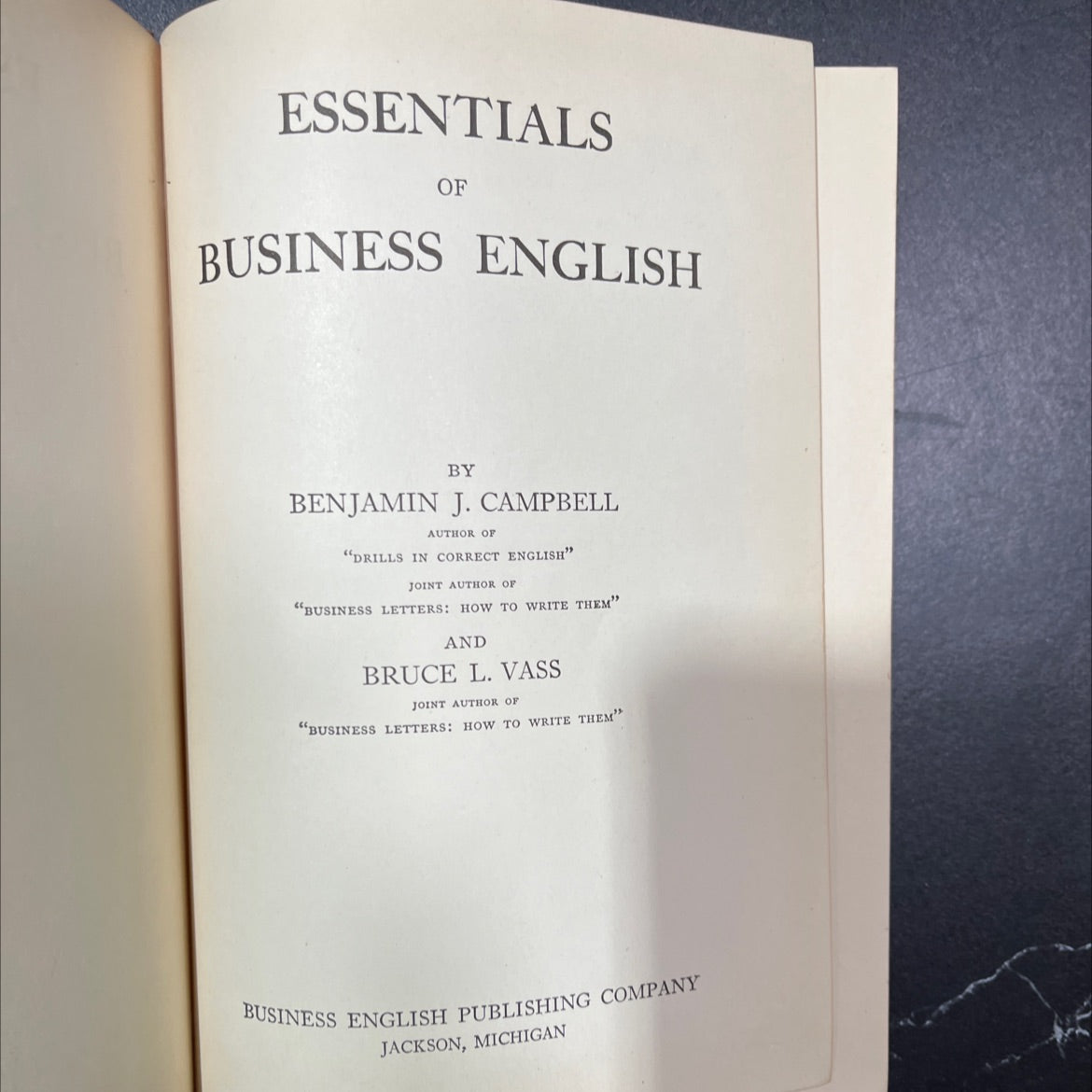 essentials of business english book, by benjamin j. campbell, bruce l. vass, 1935 Hardcover, Antique image 2