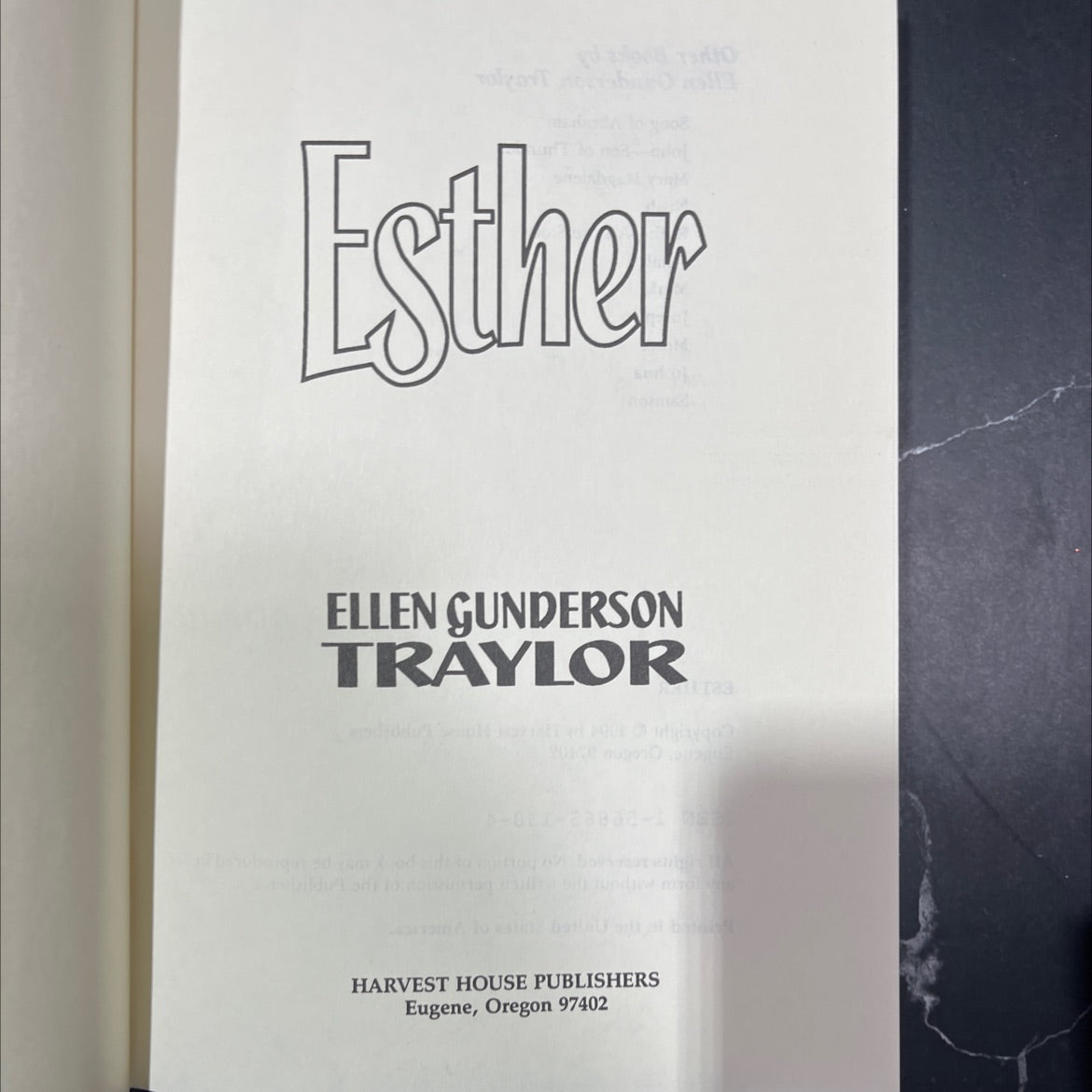 esther book, by ellen gunderson traylor, 1994 Hardcover image 2
