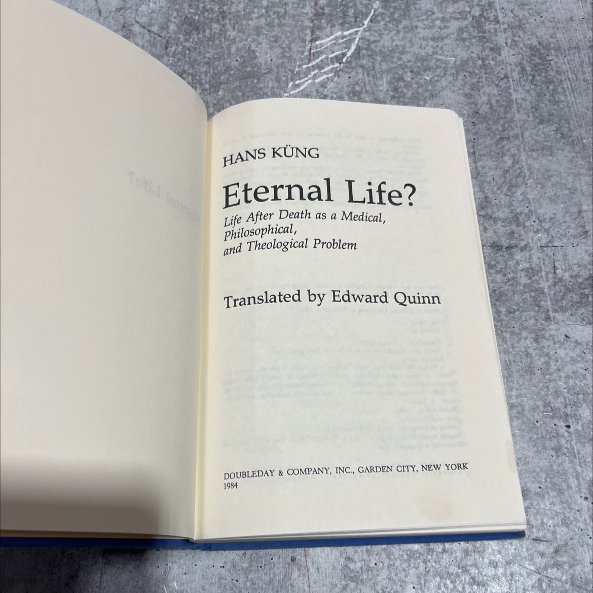 eternal life? life after death as a medical, philosophical, and theological problem book, by hans küng, 1984 Hardcover image 2