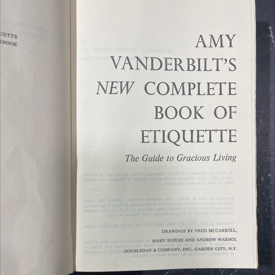 etiquette book in george langrock amy vanderbilt's new complete book of etiquette book, by amy vanderbilt, 1967 image 2