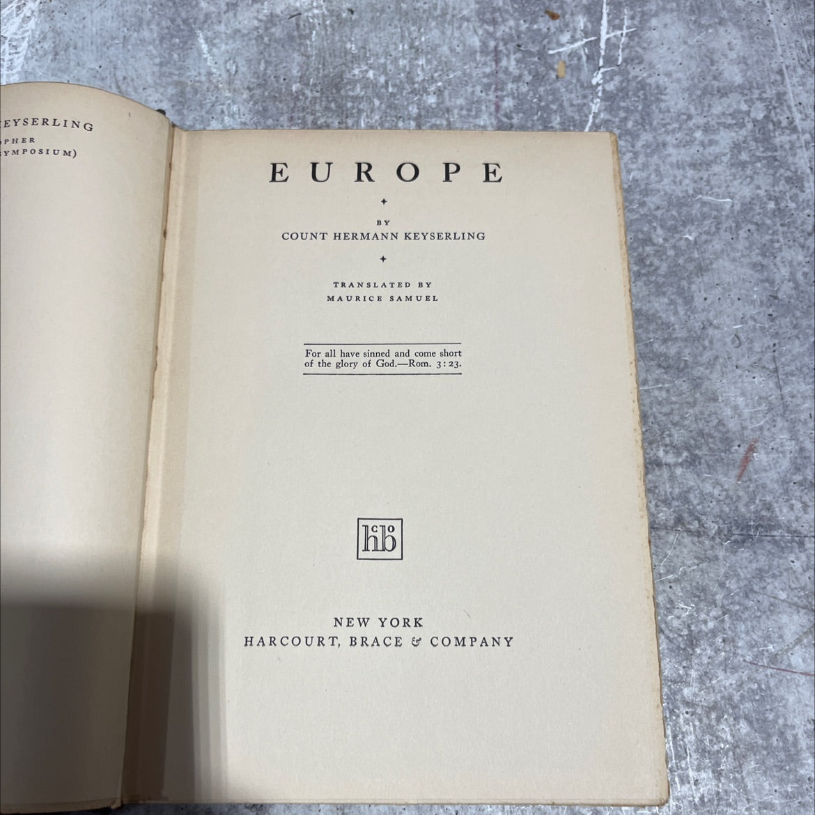 europe by count hermann keyserling book, by count hermann keyserling, 1928 Hardcover image 2