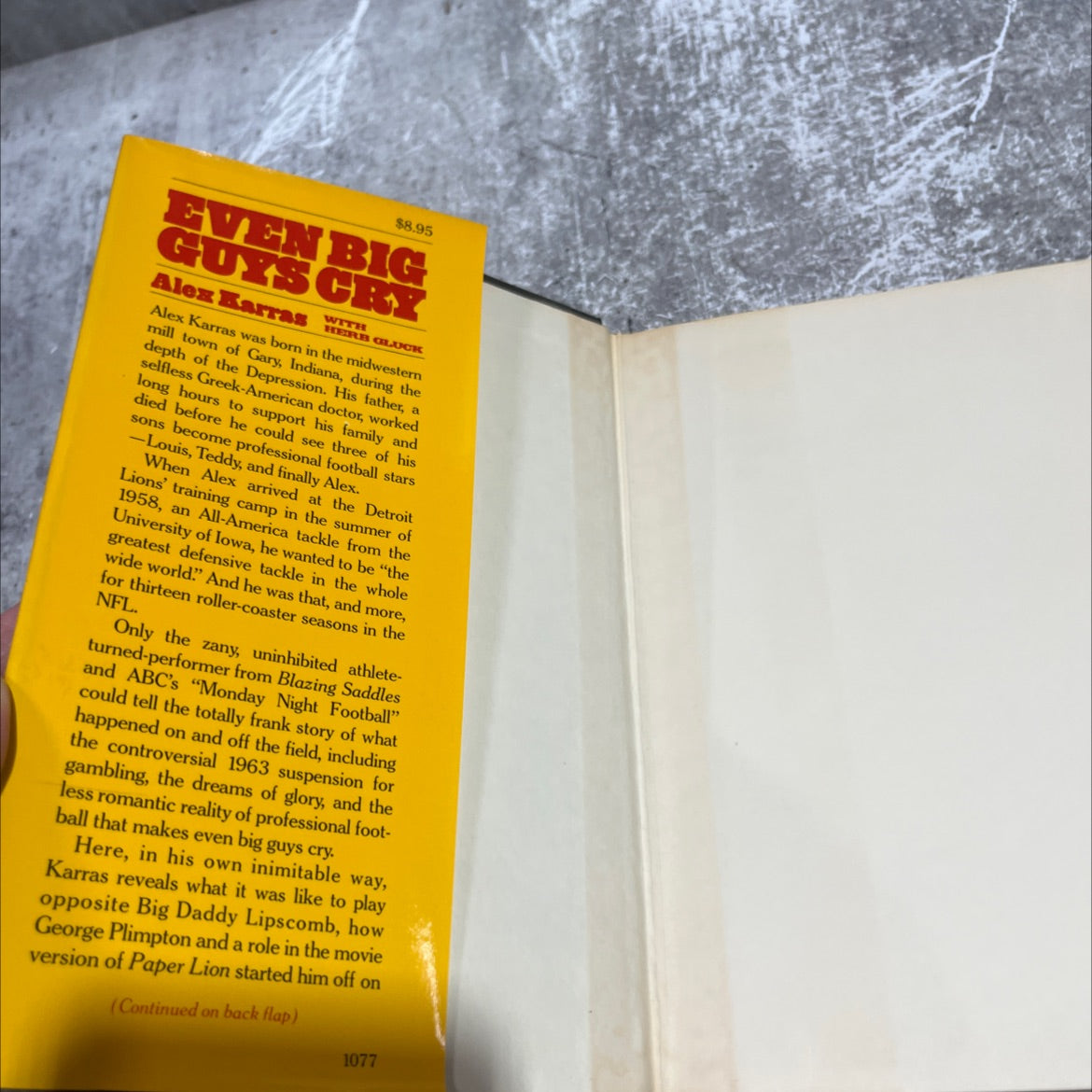 even big guys cry book, by alex karras, 1977 Hardcover image 4