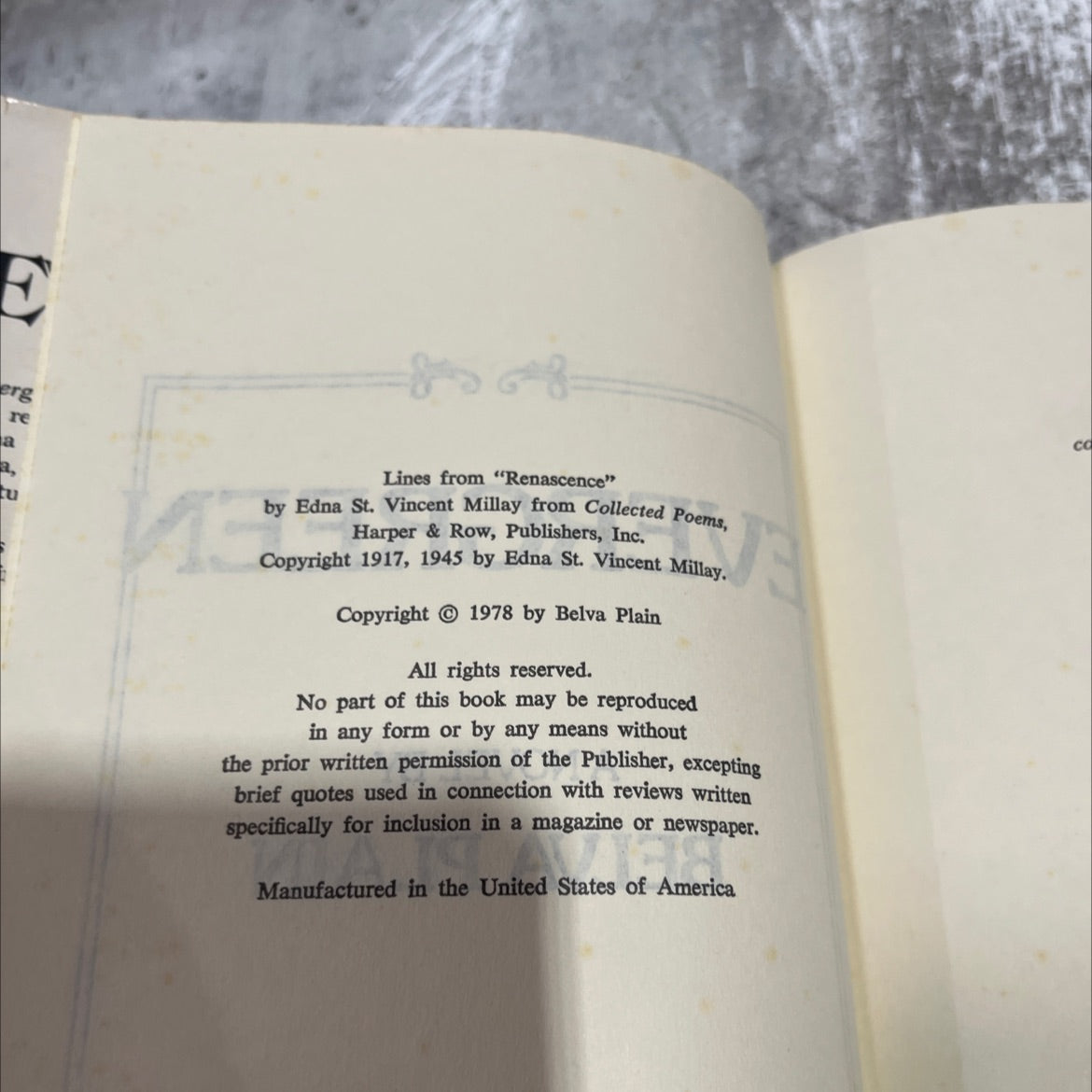 evergreen book, by belva plain, 1978 Hardcover image 3