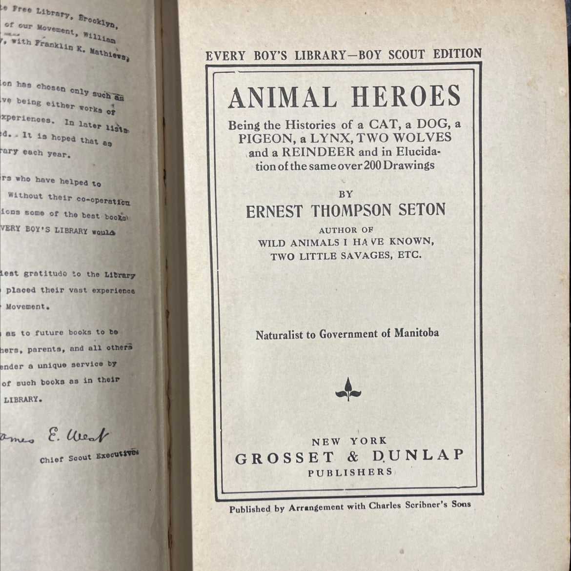 every boy's library-boy scout edition animal heroes book, by ernest thompson seton, 1905 Hardcover image 2
