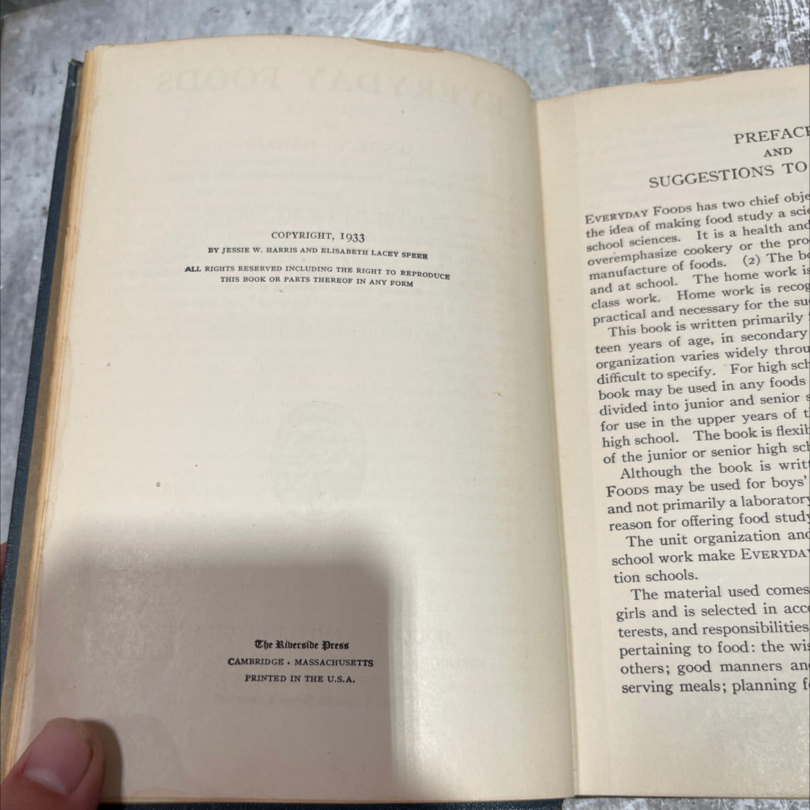 everyday foods book, by jessie w. harris and elisabeth lacey speer, 1933 Hardcover image 3