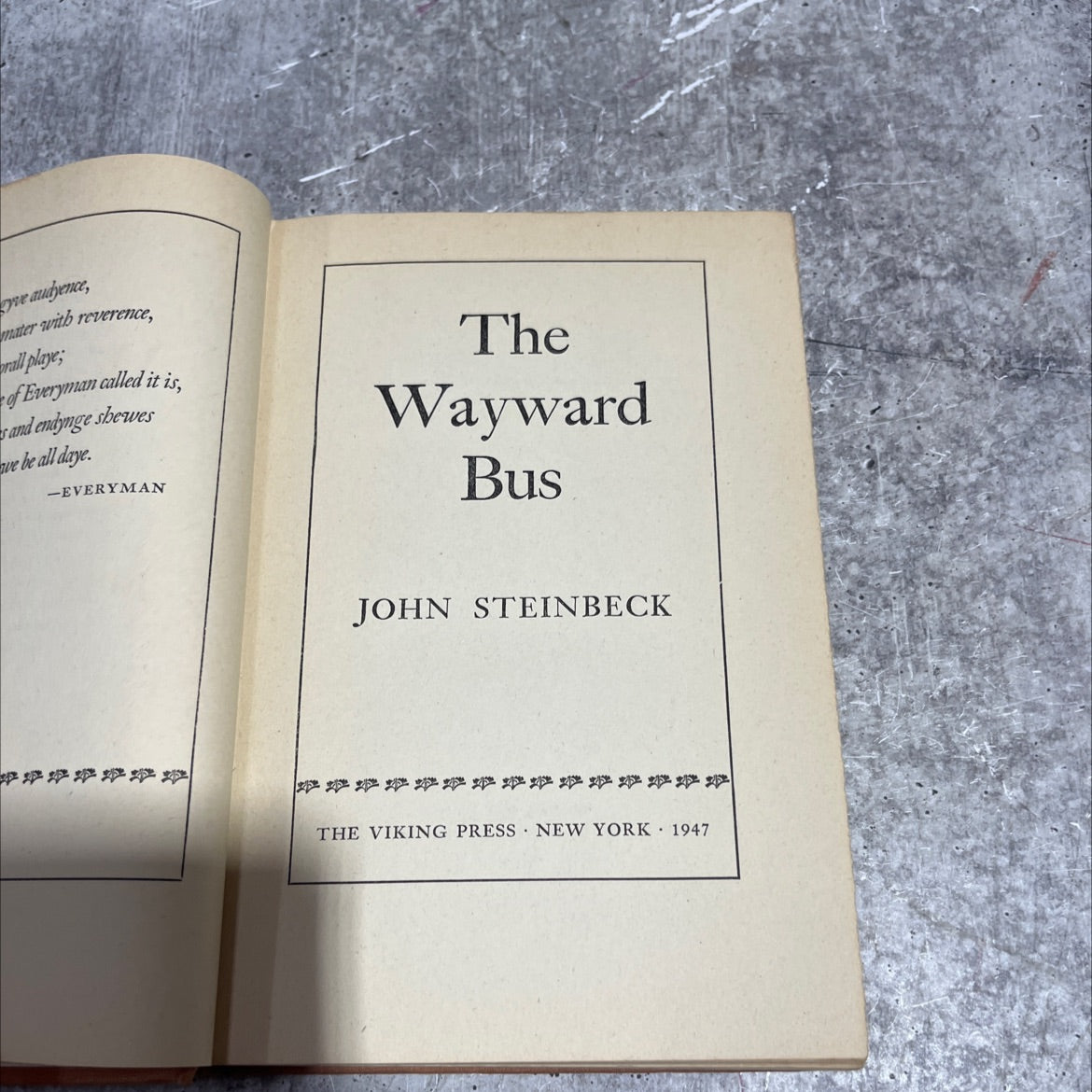 everyman the wayward bus book, by john steinbeck, 1947 Hardcover image 2