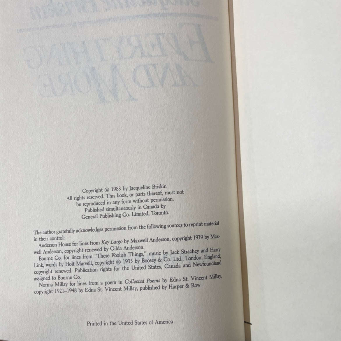 everything and more book, by Jacqueline Briskin, 1983 Hardcover image 3