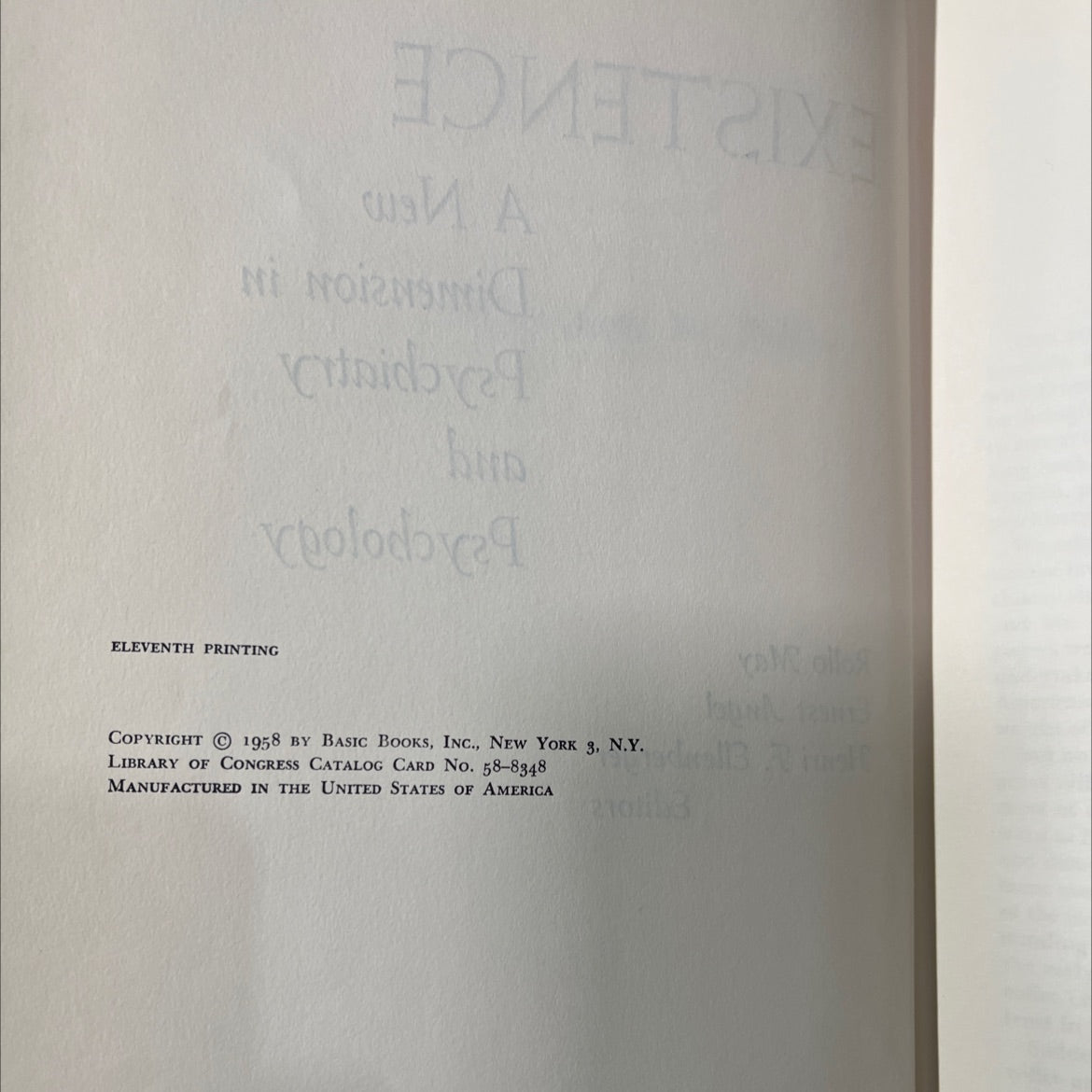 existence a new dimension in psychiatry and psychology book, by Rollo May, Ernest Angel, Henri F. Ellenberger, 1958 image 3