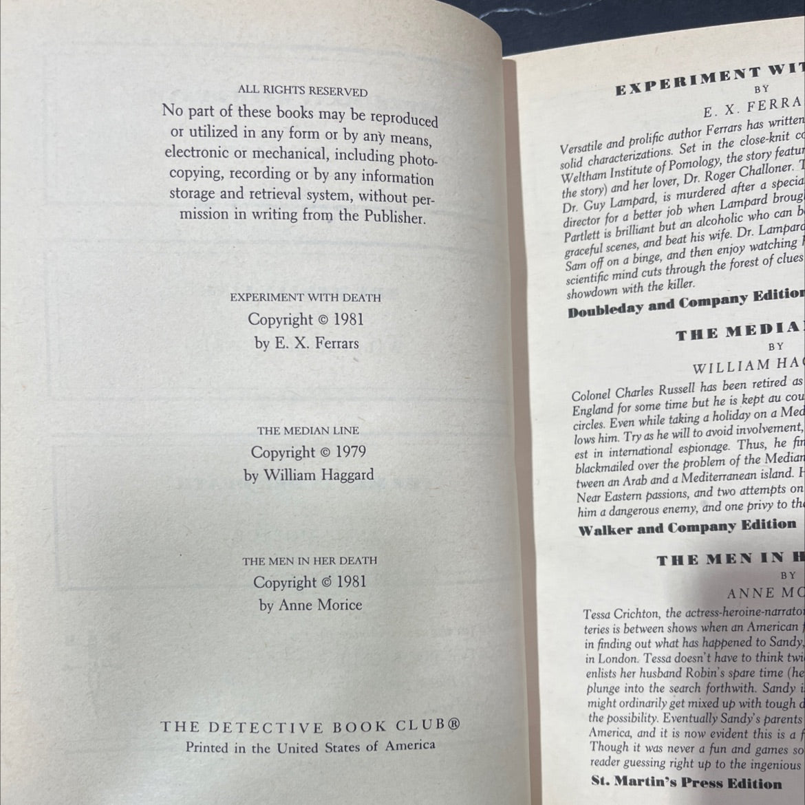 experiment with death book, by e. x. ferrars, 1981 Hardcover image 3