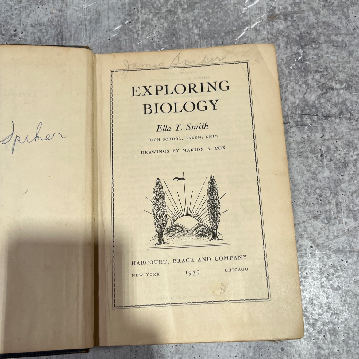 exploring biology book, by spiker james spiker, 1939 Hardcover image 2