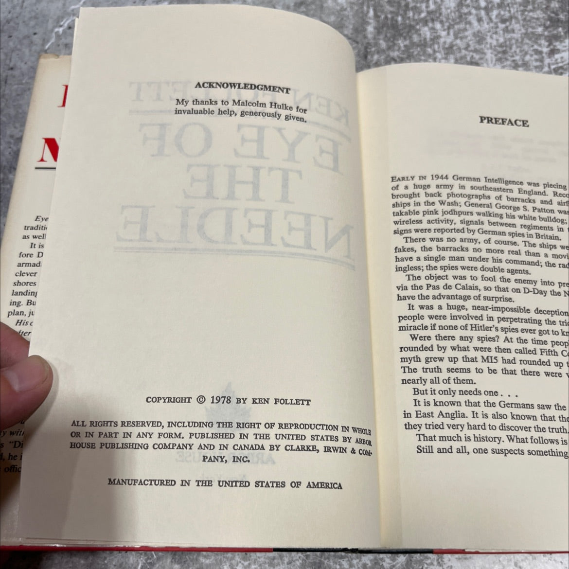 eye of the needle book, by ken follett, 1978 Hardcover image 3