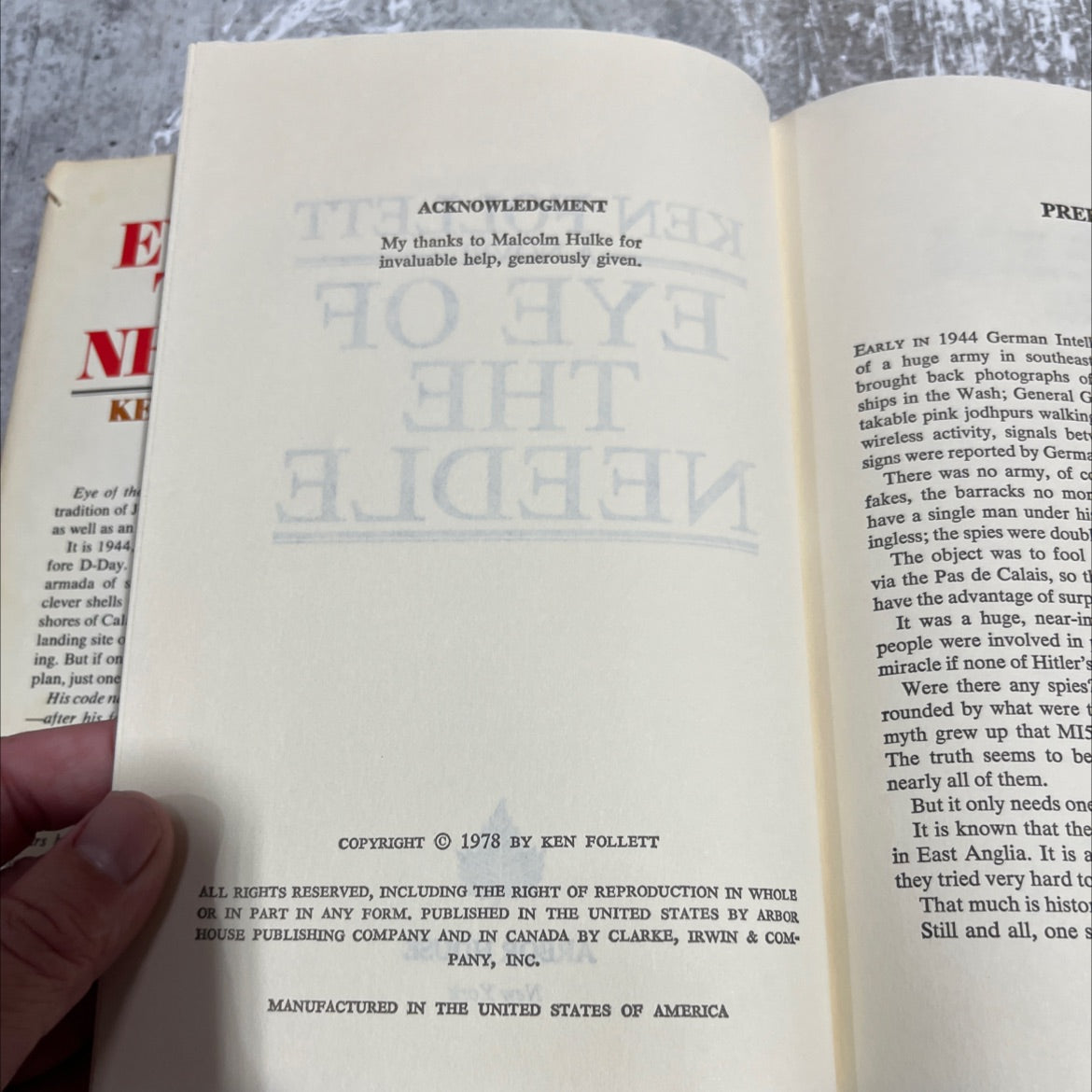 eye of the needle book, by ken follett, 1978 Hardcover image 3