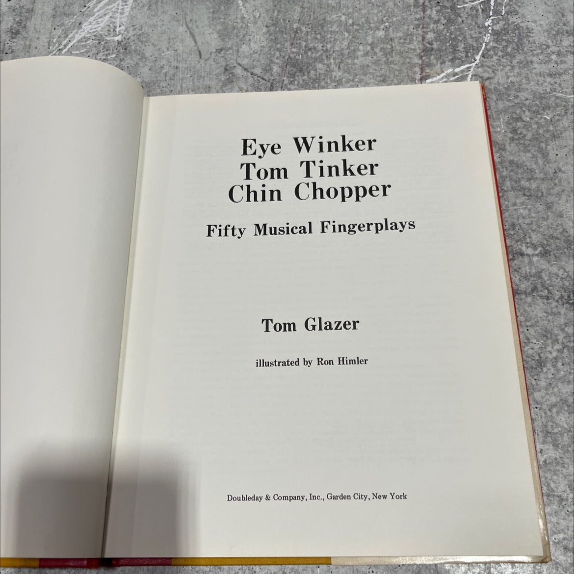 eye winker tom tinker chin chopper fifty musical fingerplays book, by tom glazer, 1973 Hardcover image 2
