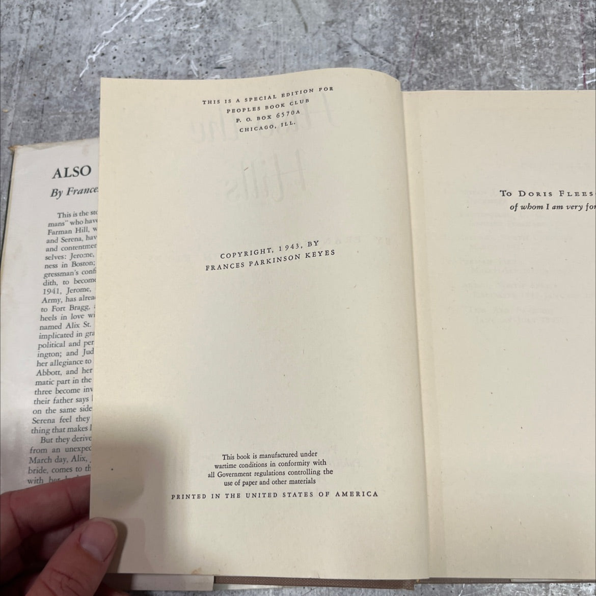 eyes also the hills book, by frances parkinson keyes, 1943 Hardcover image 3