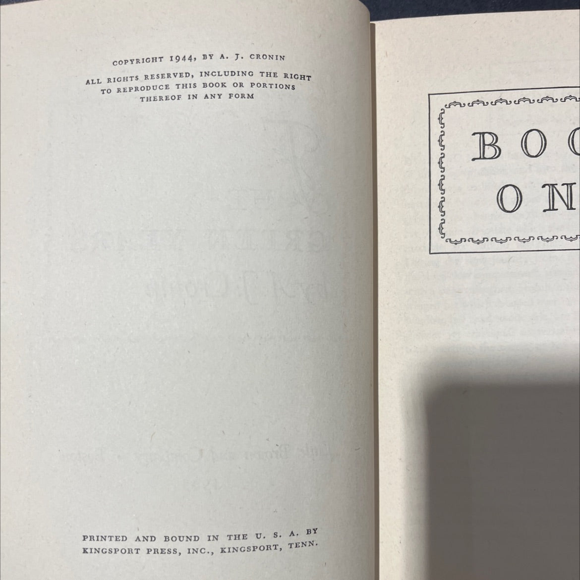 f he green years book, by A.J. Cronin, 1945 Hardcover image 3