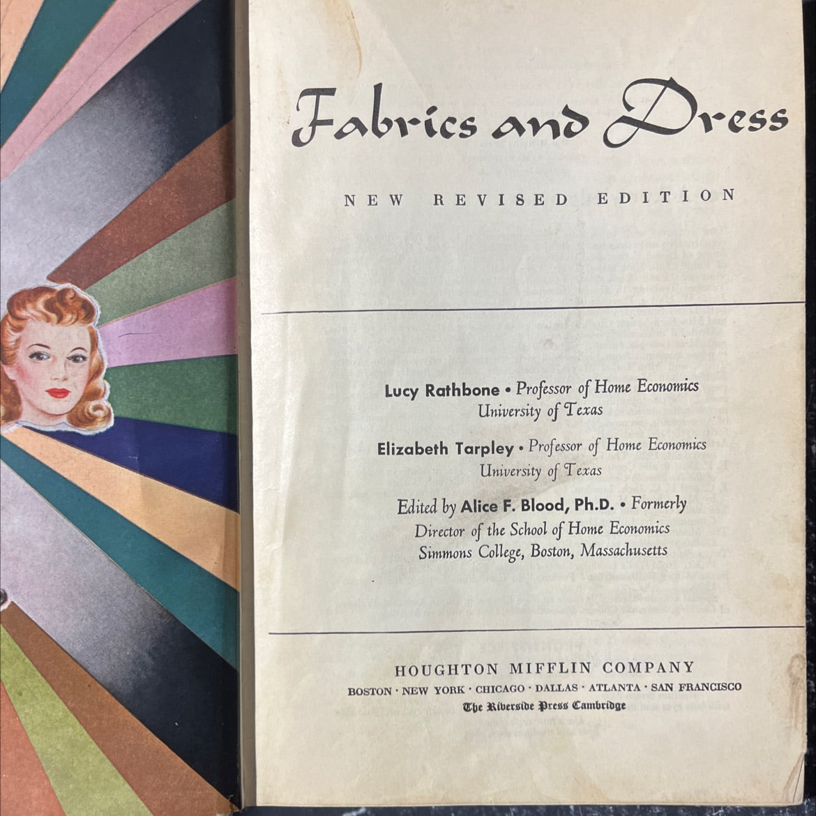 fabrics and dress new revised edition book, by lucy rathbone, elizabeth tarpley, 1948 Hardcover image 2