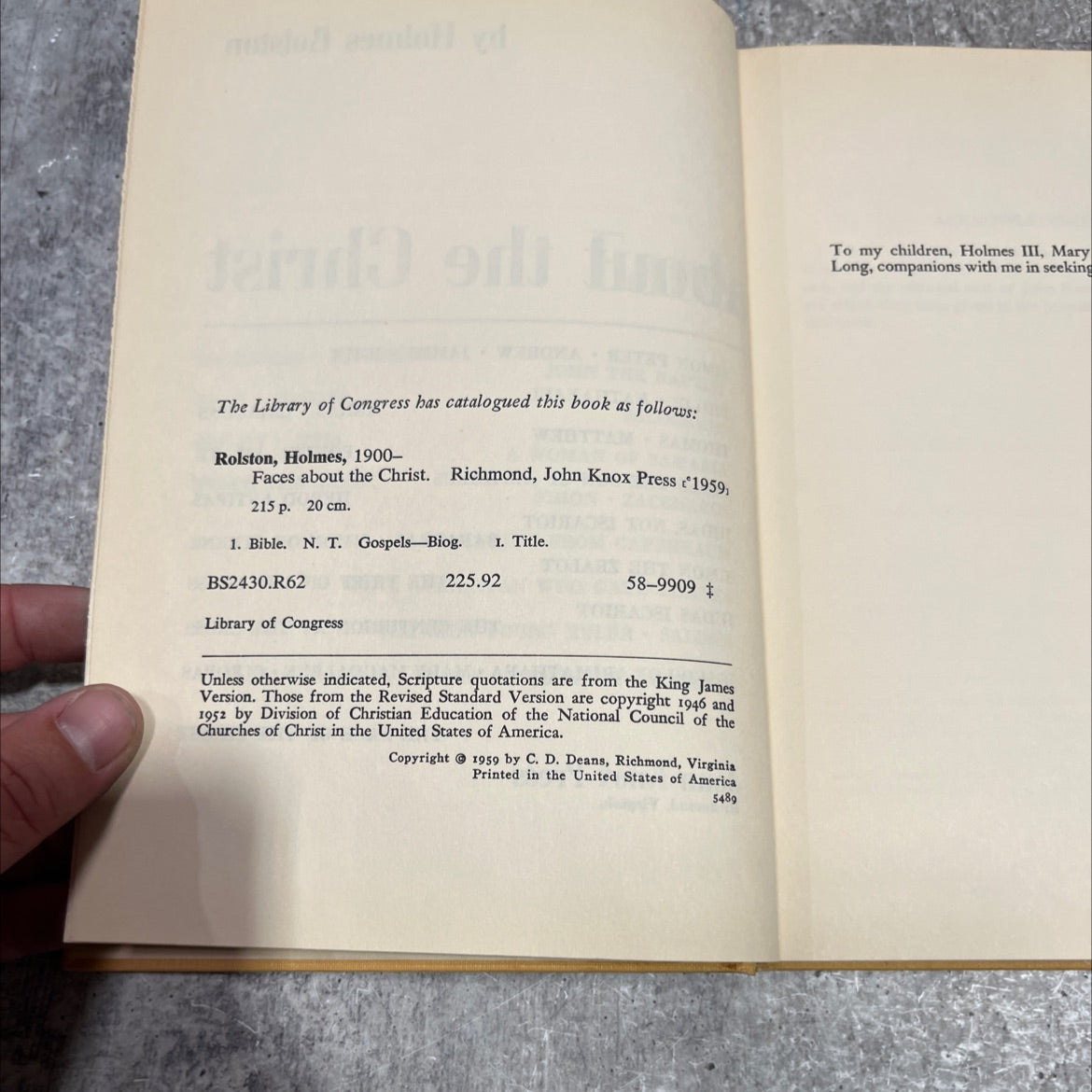 faces about the christ book, by Holmes Rolston, 1959 Hardcover image 3
