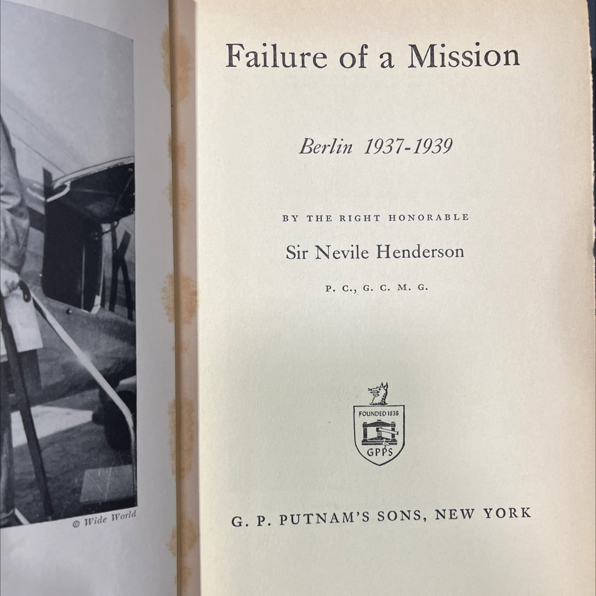 failure of a mission berlin 1937-1939 book, by sir nevile henderson, 1940 Hardcover image 2