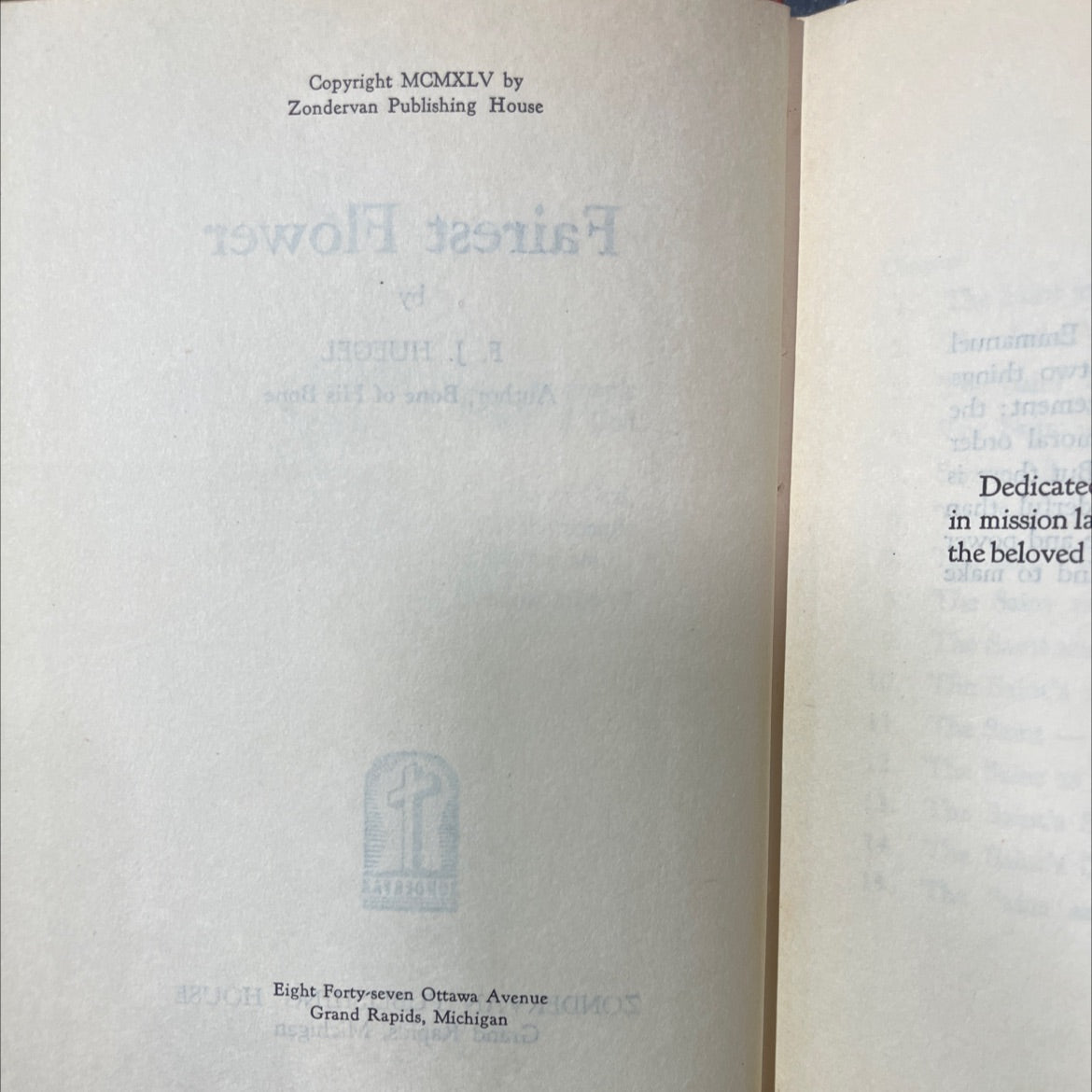 fairest flower book, by f. j. huegel, 1945 Hardcover image 3