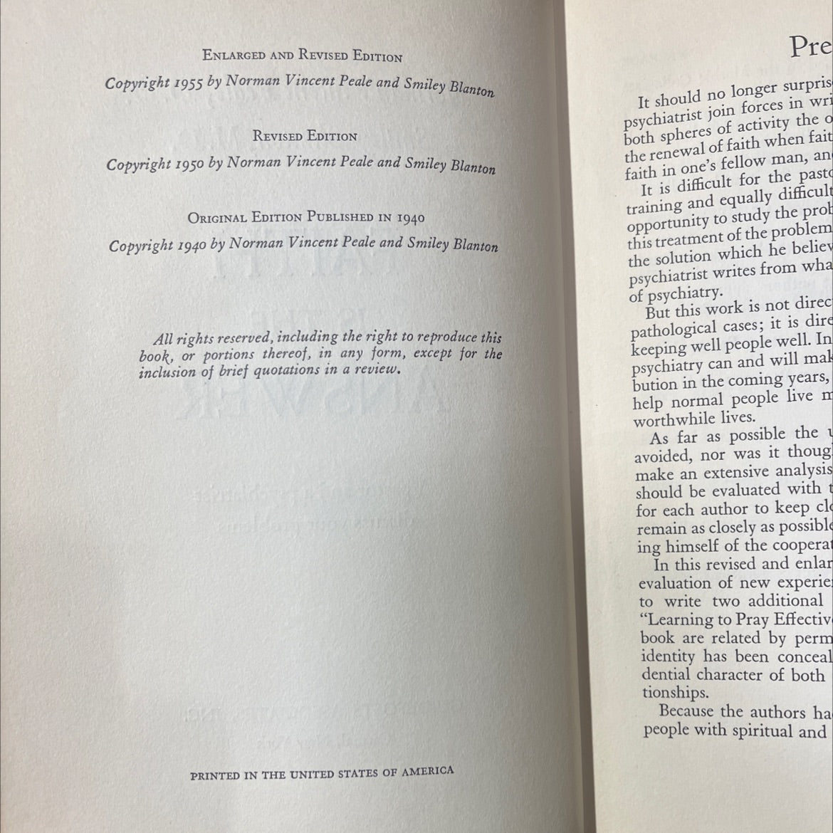 faith is the answer book, by Norman Vincent Peale, D.D. Smiley Blanton, M.D., 1955 Hardcover image 3
