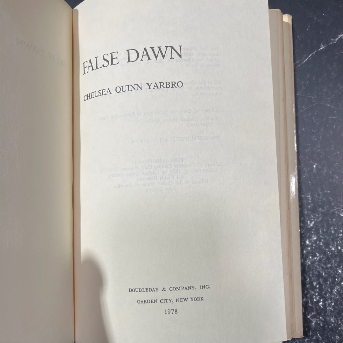 false dawn book, by chelsea quinn yarbro, 1978 Hardcover image 2