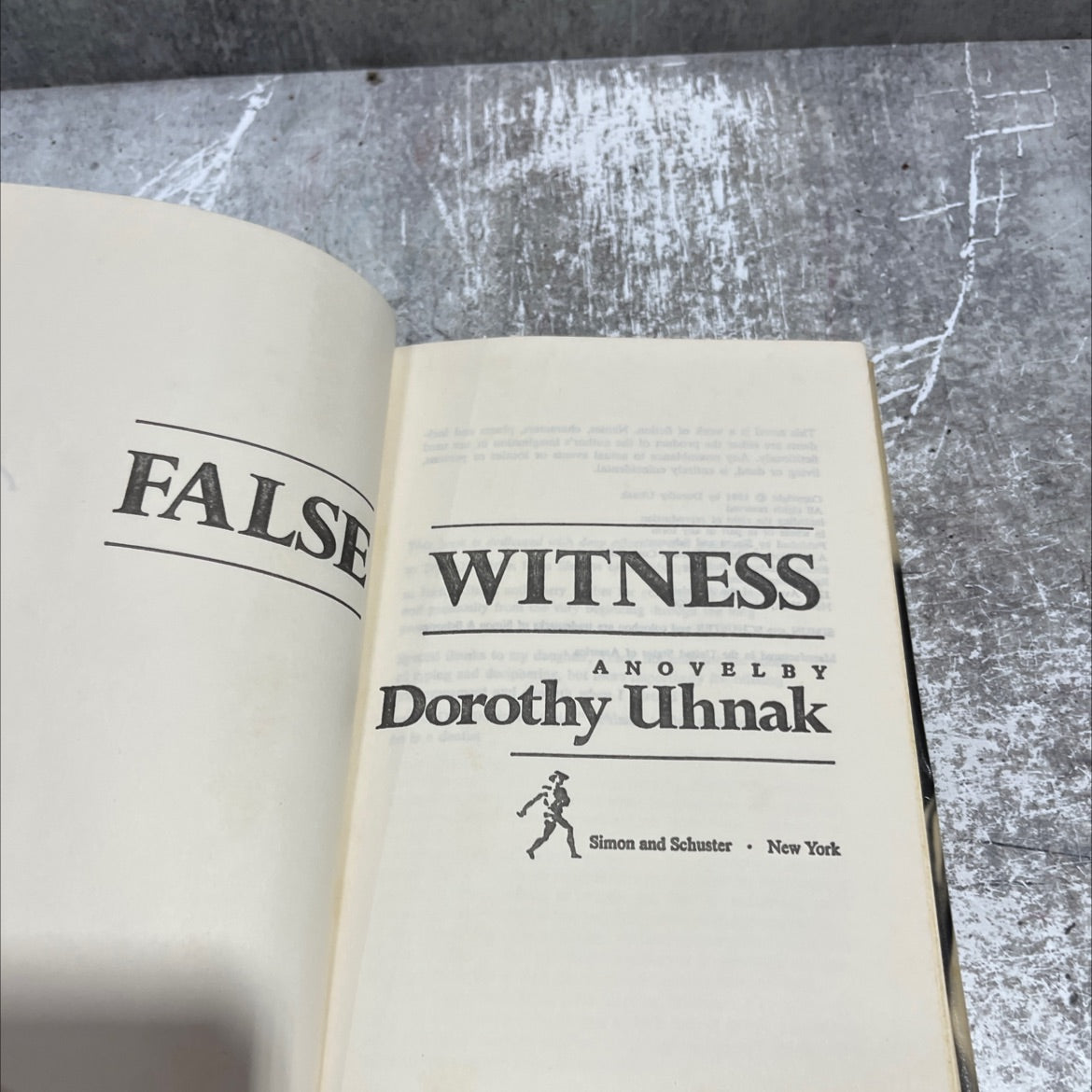 false witness book, by Dorothy Uhnak, 1981 Hardcover image 2