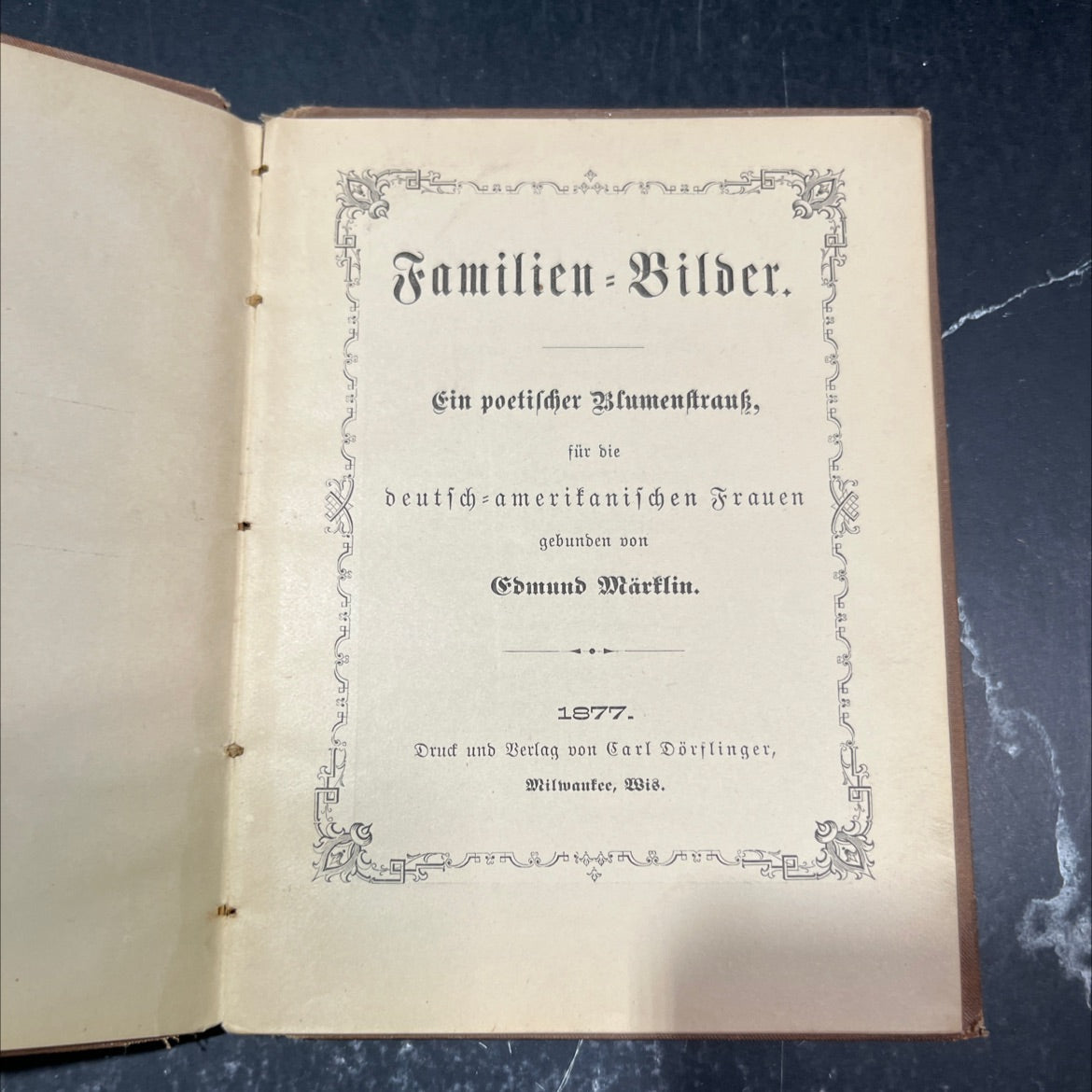familial pictures a poetic bouquet for german-american women book, by Edmund Märklin, 1877 Hardcover image 2