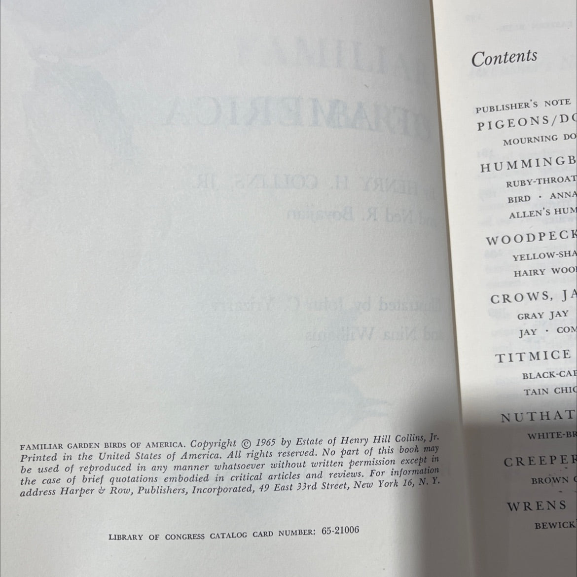 familiar garden birds of america book, by henry h. collins, jr. and ned r. boyajian, 1965 Hardcover image 3