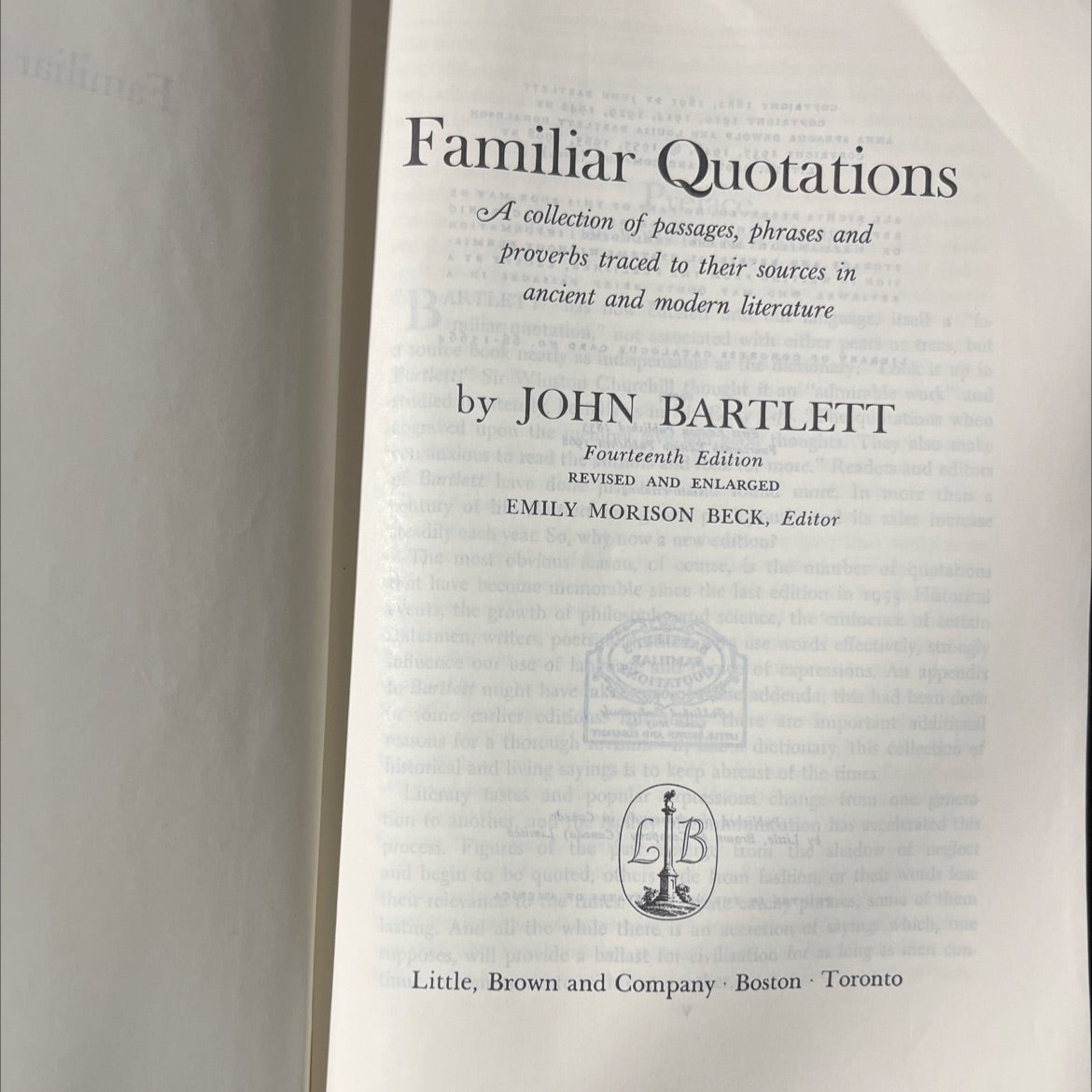 familiar quotations book, by john bartlett, 1968 Hardcover image 2