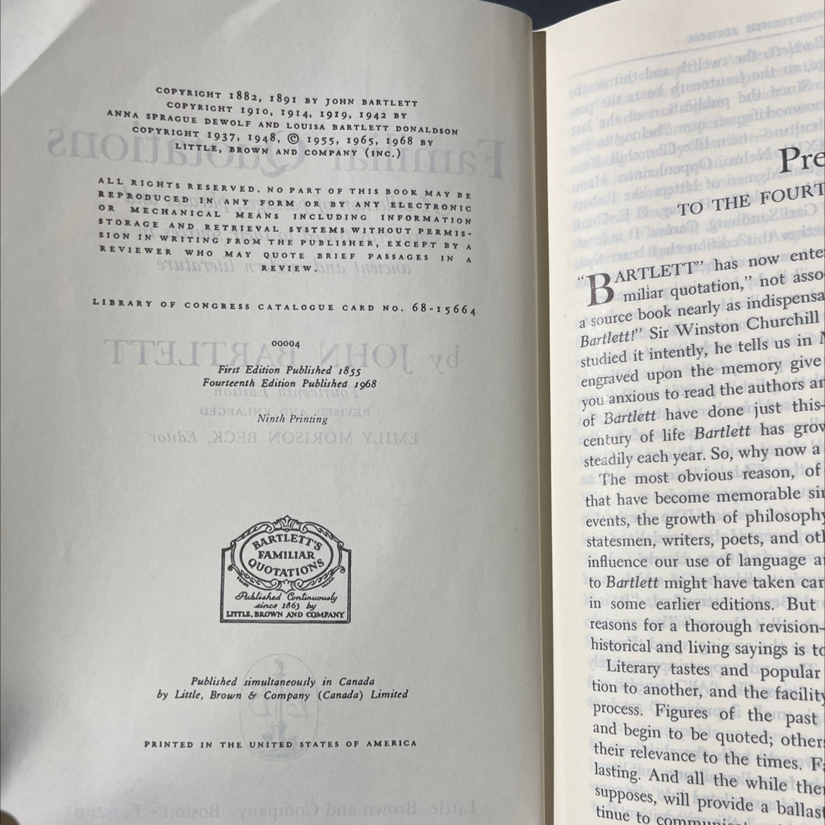 familiar quotations book, by john bartlett, 1968 Hardcover image 3