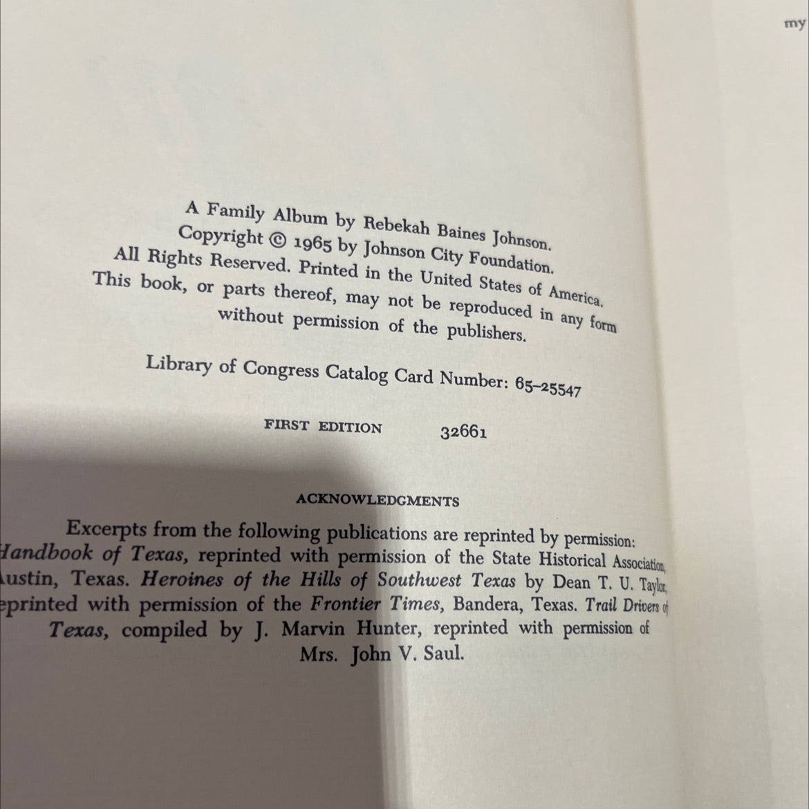 family album book, by rebekah baines johnson, 1965 Hardcover image 3