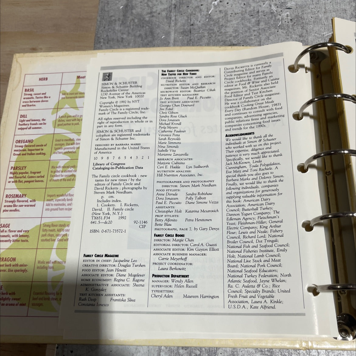 family circle cookbook: new tastes for new times book, by editors of family circle and david ricketts, 1992 Hardcover image 3