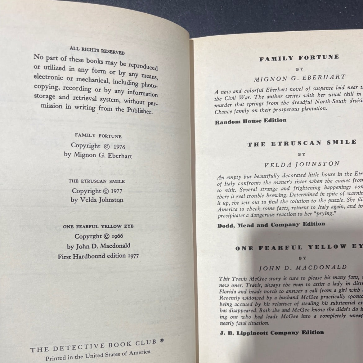 family fortune book, by mignon g. eberhart, 1976 Hardcover image 3