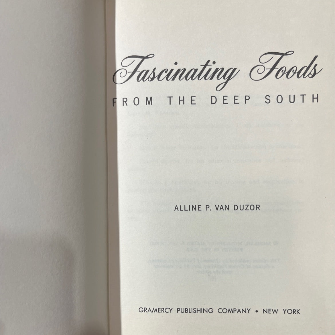 fascinating foods from the deep south book, by alline p. van duzor, 1963 Hardcover image 2