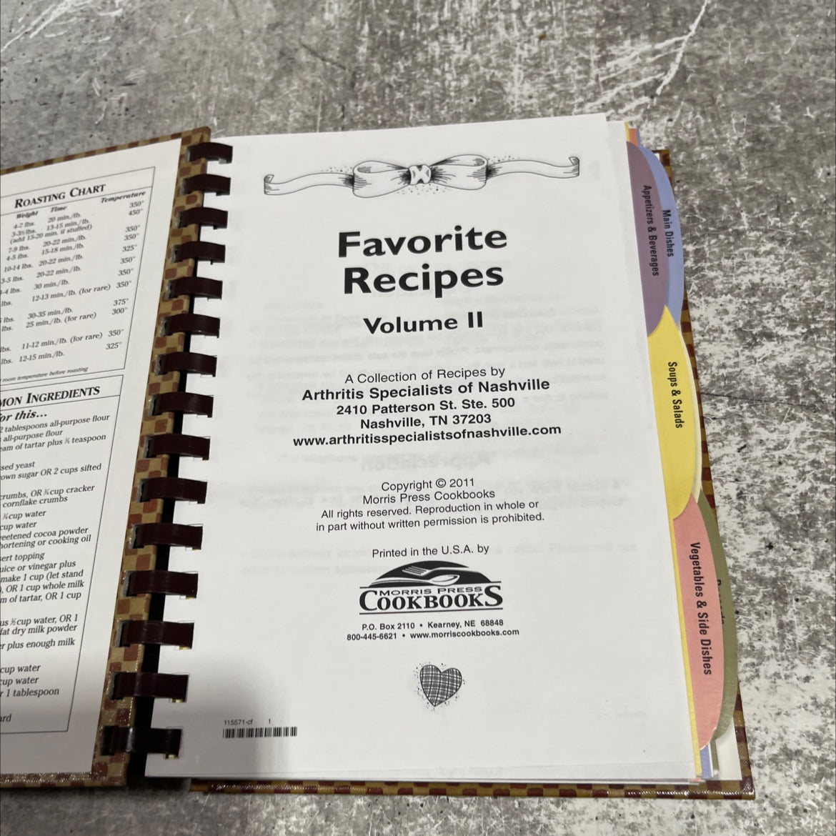 favorite recipes volume ii book, by arthritis specialists of nashville, 2011 Hardcover image 2