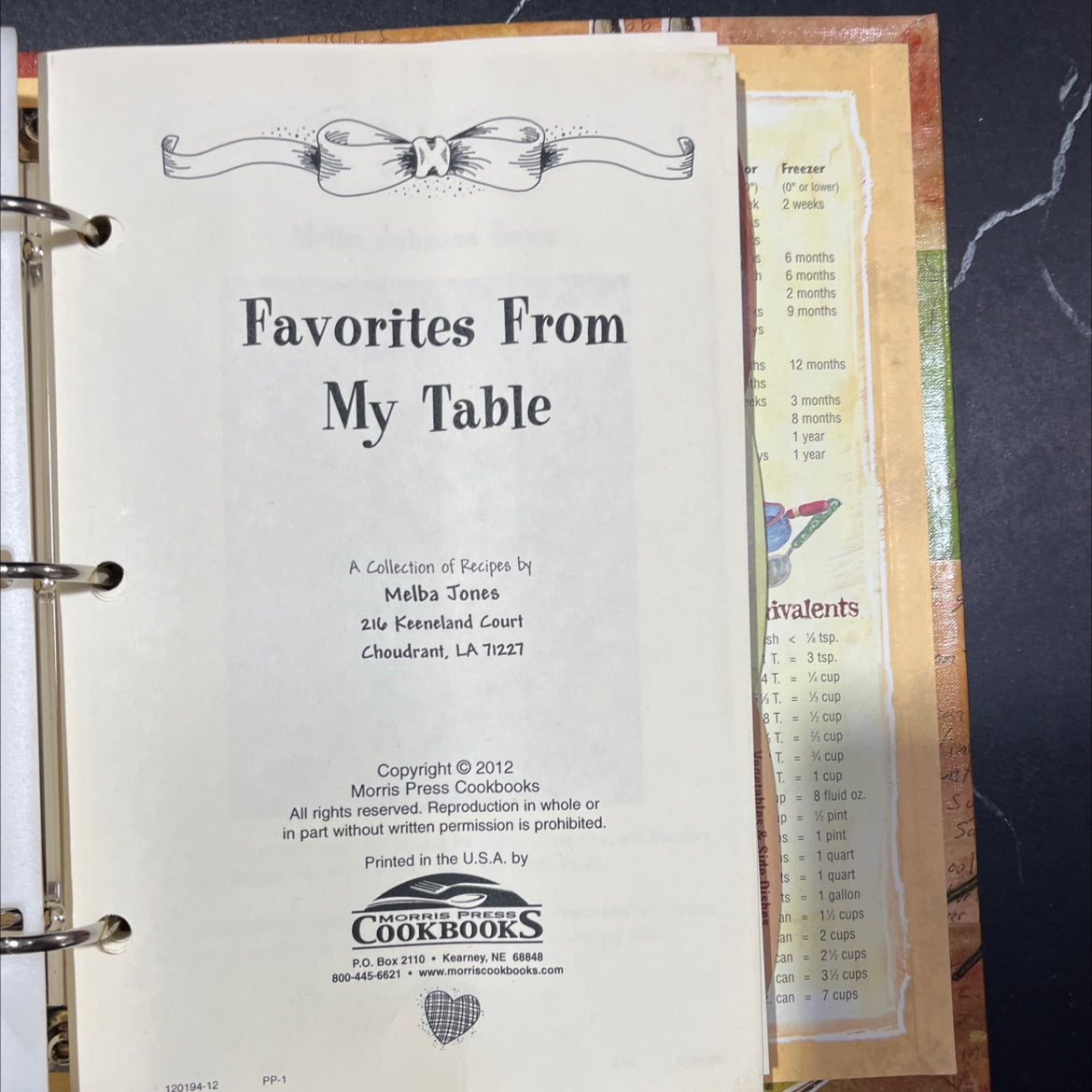 favorites from my table book, by Melba Jones, 2012 Hardcover image 2