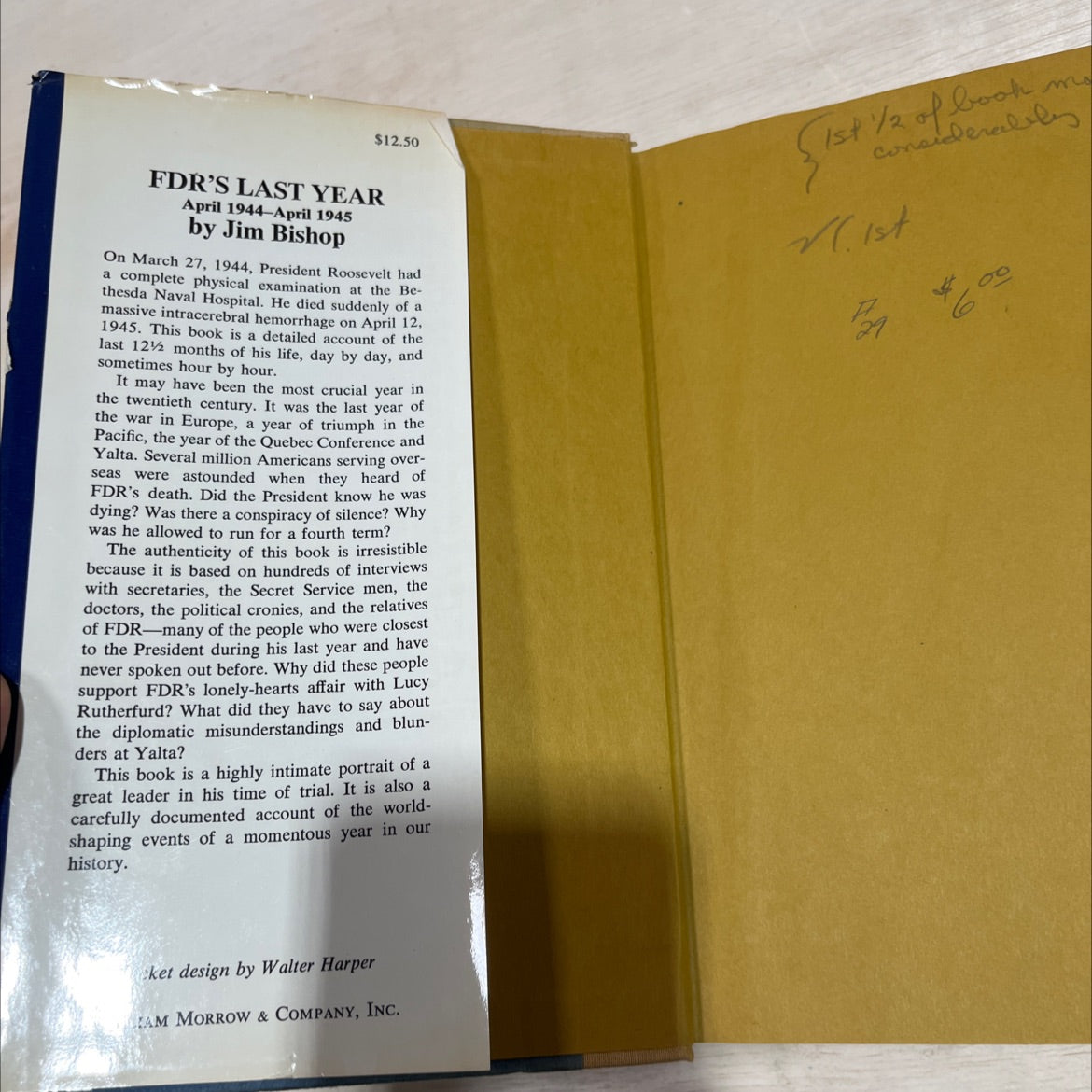 fdr's last year, april 1944-april 1945 book, by Jim Bishop, 1974 Hardcover image 4