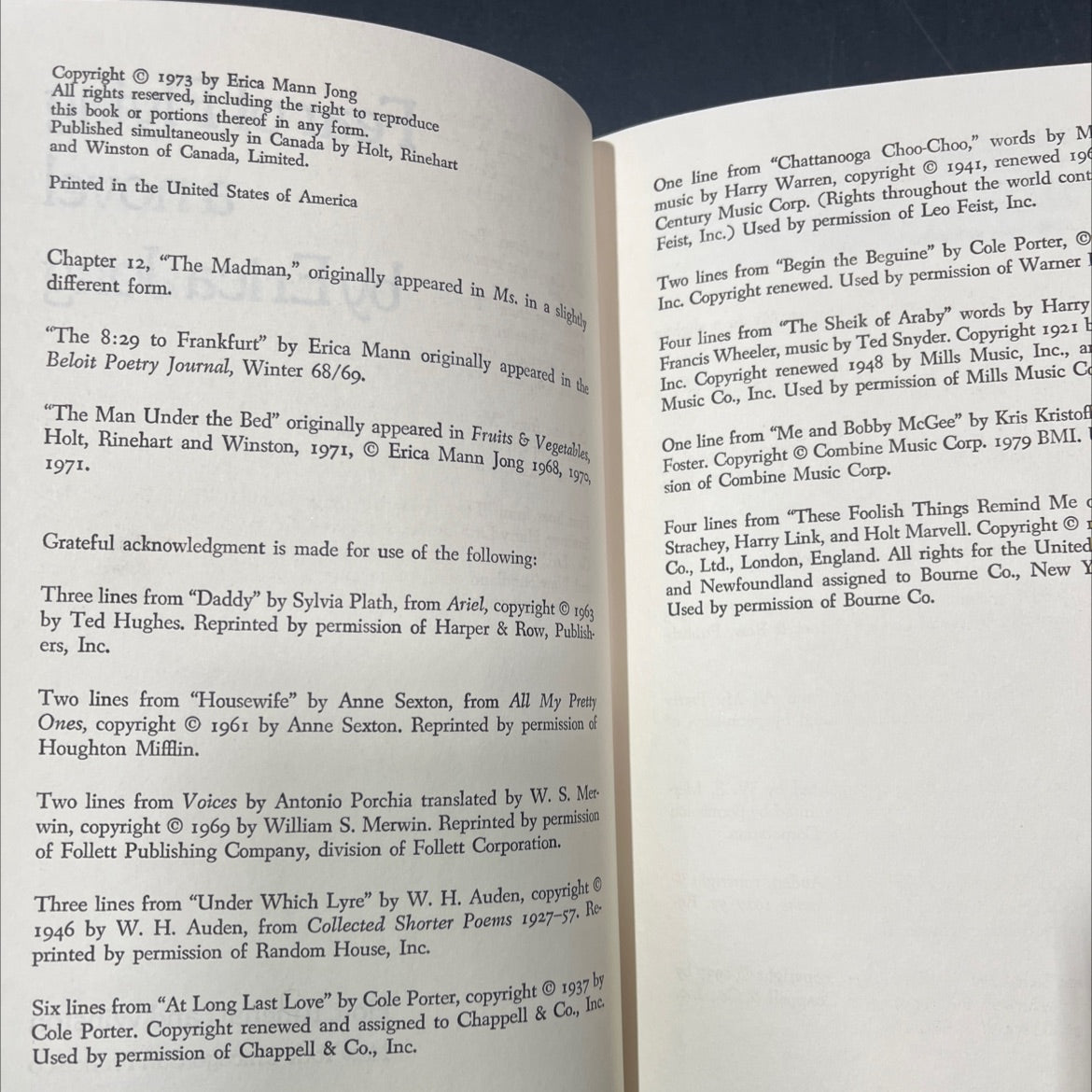 fear of flying book, by erica jong, 1973 Hardcover image 3