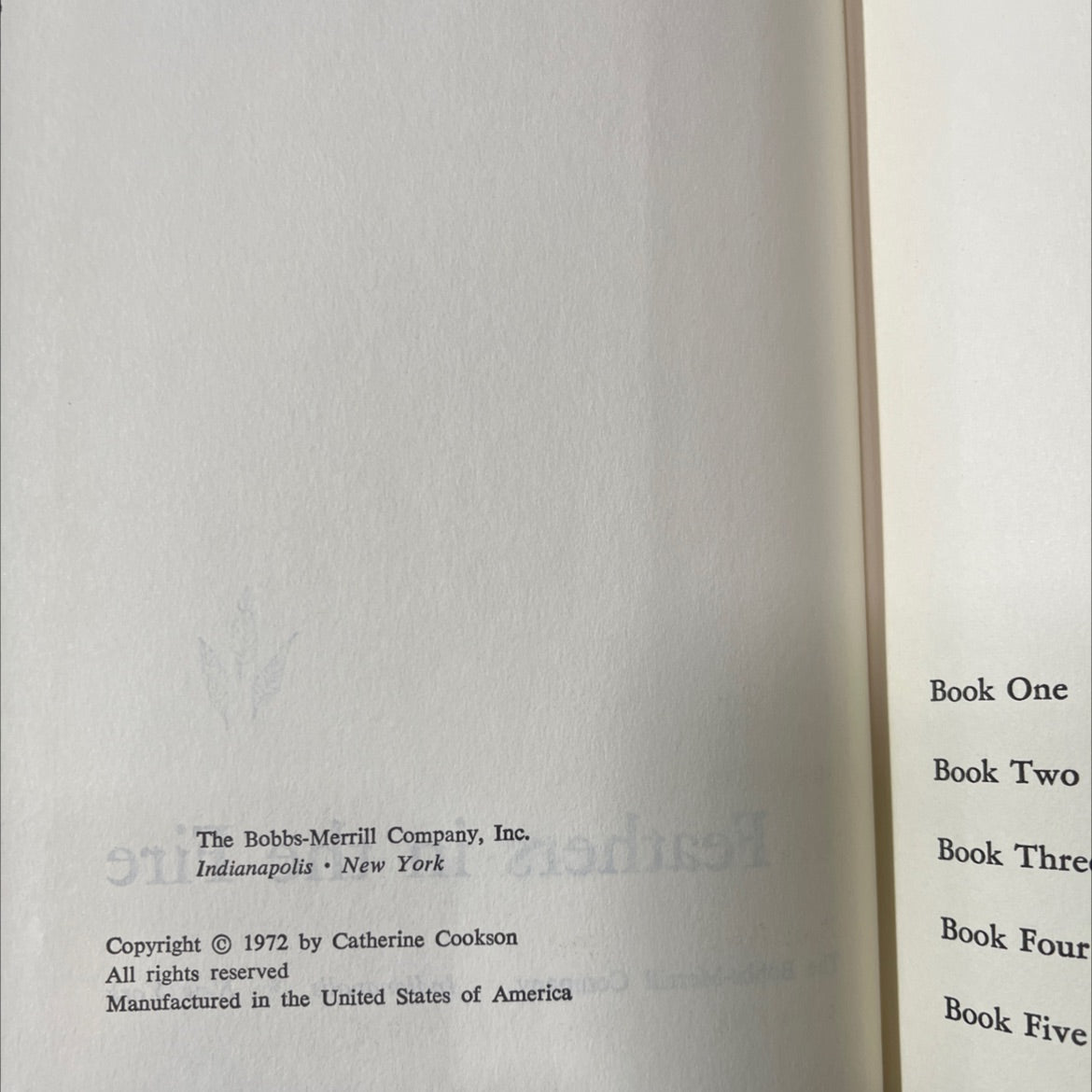 feathers in the fire book, by Catherine Cookson, 1972 Hardcover image 3