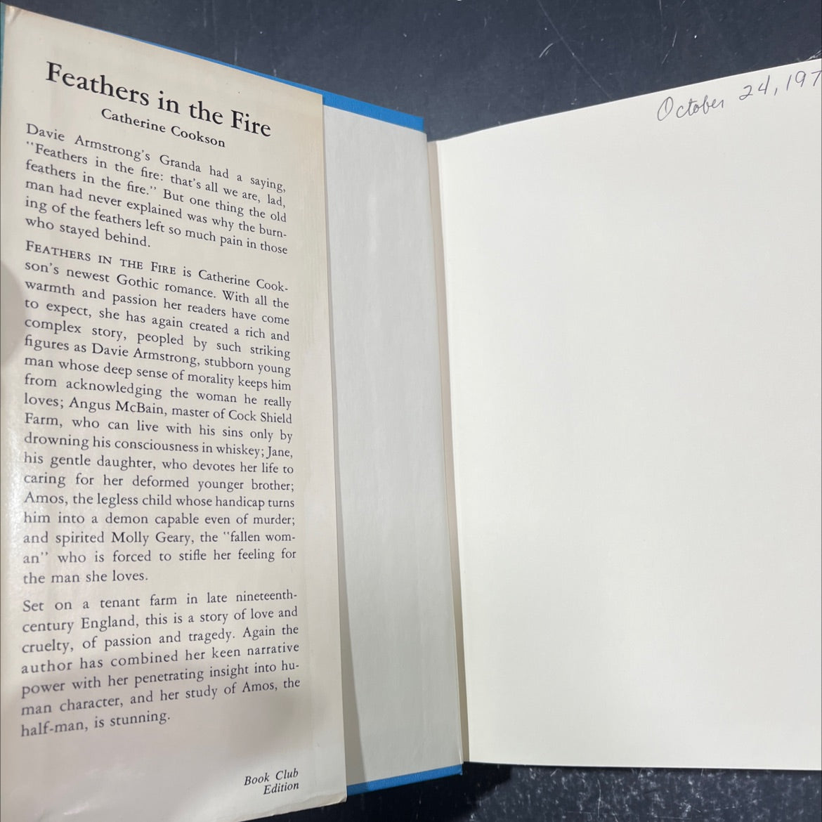 feathers in the fire book, by Catherine Cookson, 1972 Hardcover image 4