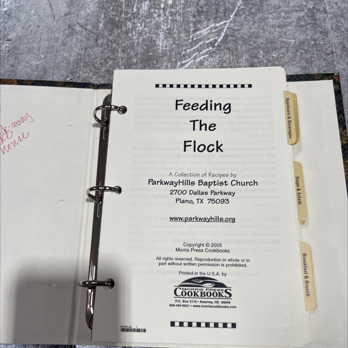 feeding the flock a collection of recipes book, by parkwayhills baptist church, 2005 Hardcover image 2