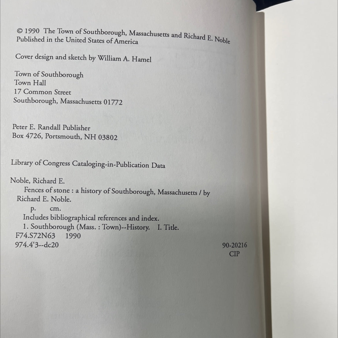 fences of stone a history of southborough, massachusetts book, by Richard E. Noble, 1990 Hardcover image 3