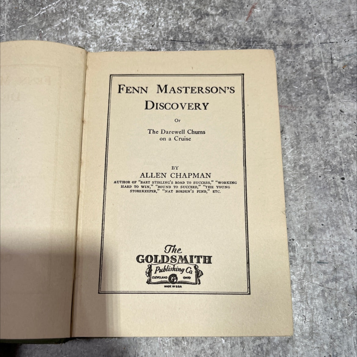 fenn masterson's discovery or the darewell chums on a cruise book, by allen chapman, 1909 Hardcover image 2